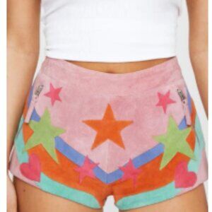 Nasty Girl Premium Star Pink Suede Shorts Size 4 New Flawed